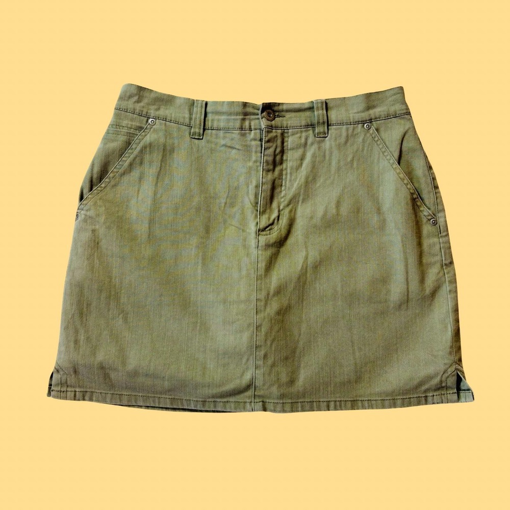 Vintage Low Rise Sage Green Utility Pocket Mini Skirt Skort, Size 10